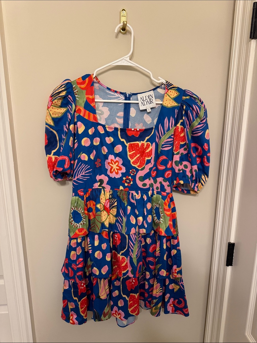 Alden Adair Blue Floral Puff-Sleeve Mini Dress